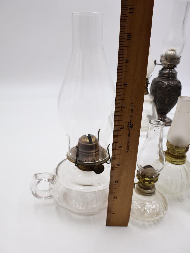 Collection of Antique Miniature Glass Kerosene Oil Lamps - 2