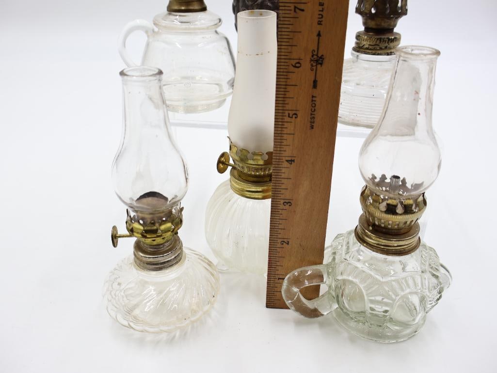 Collection of Antique Miniature Glass Kerosene Oil Lamps - 5
