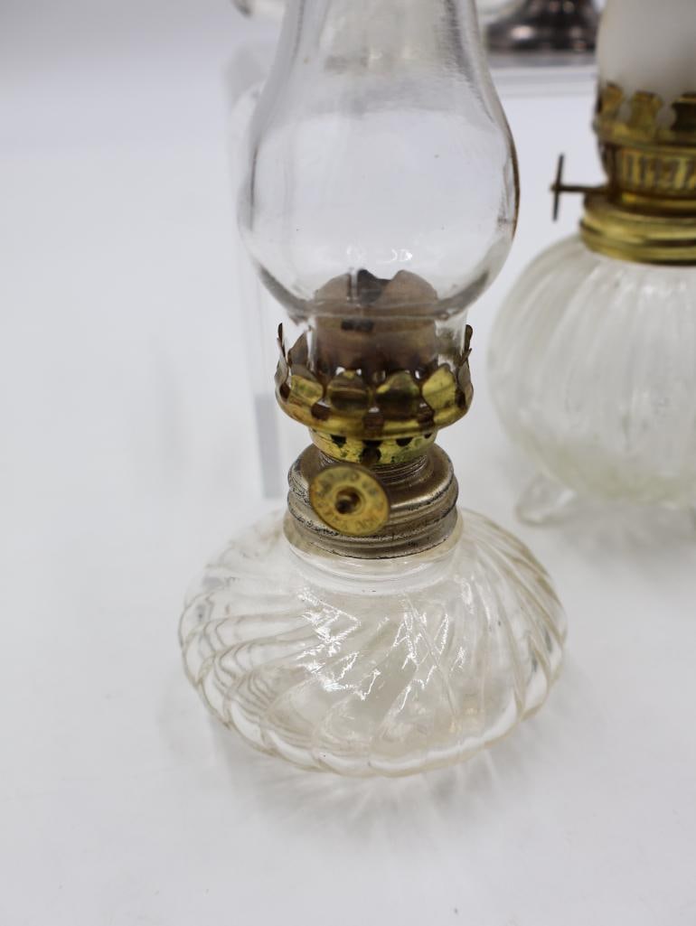 Collection of Antique Miniature Glass Kerosene Oil Lamps - 6