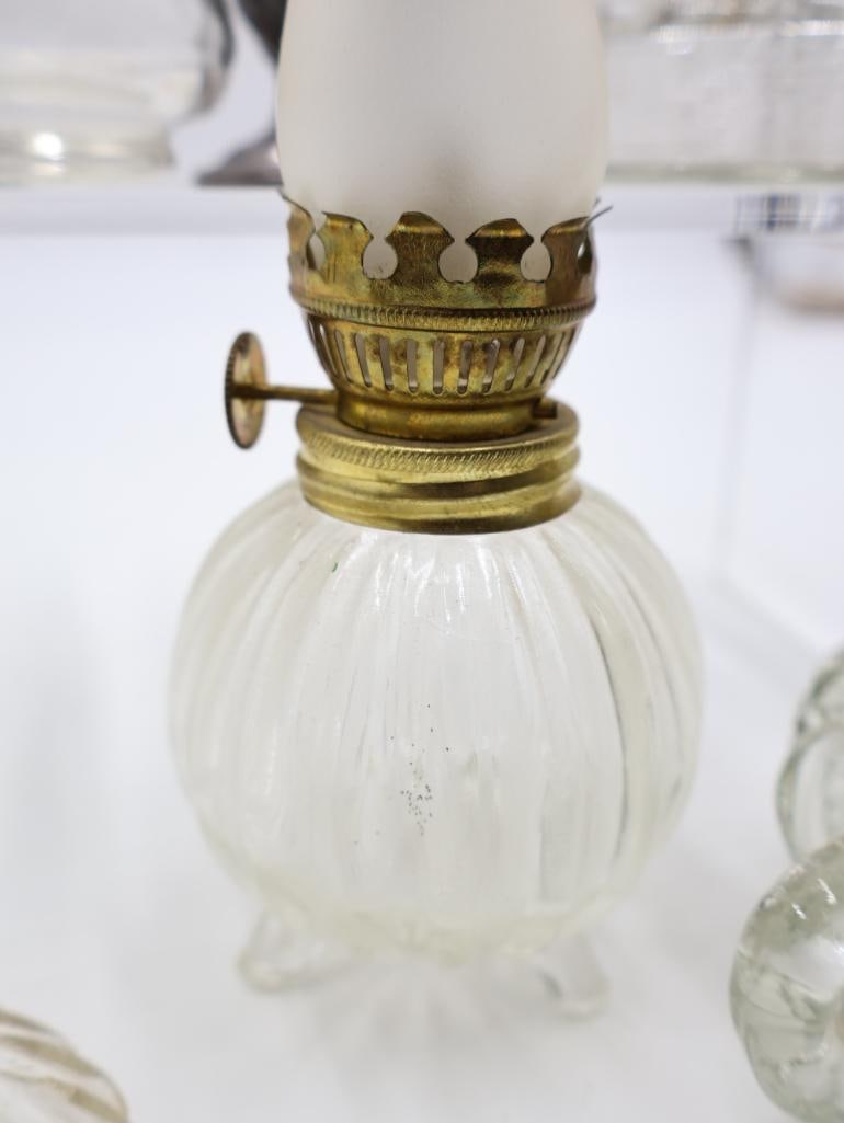 Collection of Antique Miniature Glass Kerosene Oil Lamps - 7