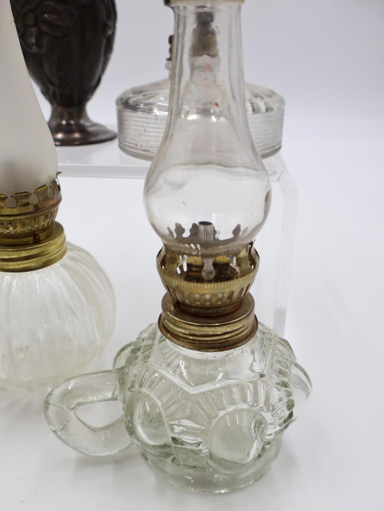 Collection of Antique Miniature Glass Kerosene Oil Lamps - 8