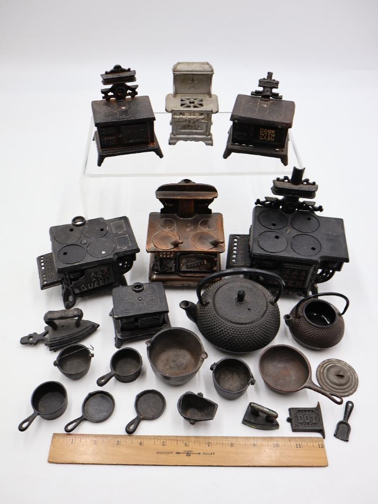 Antique Miniature Cast Iron Toy Stove Collection - 2