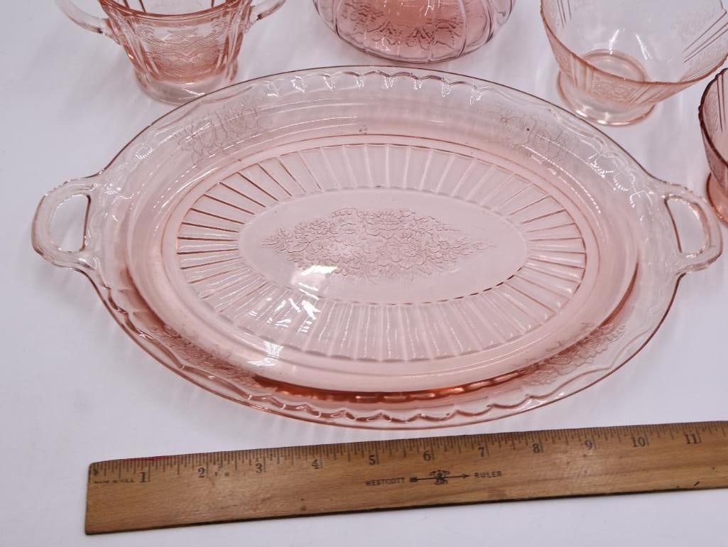 Vintage Pink Depression Glass Serving Collection - 2
