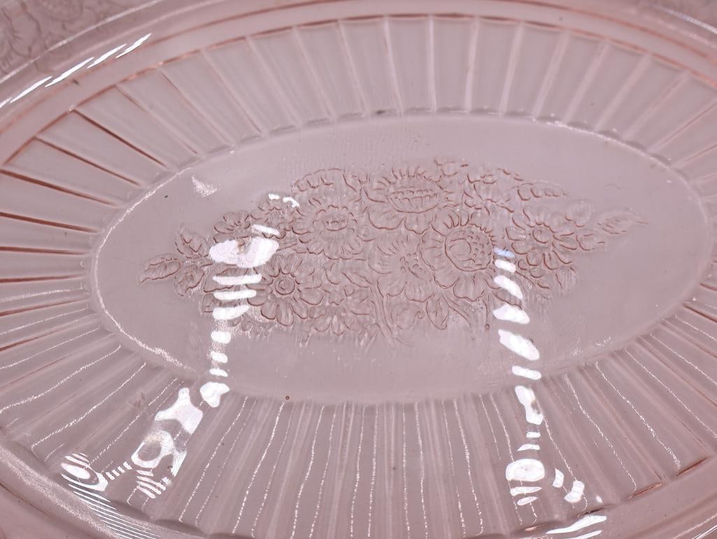 Vintage Pink Depression Glass Serving Collection - 3