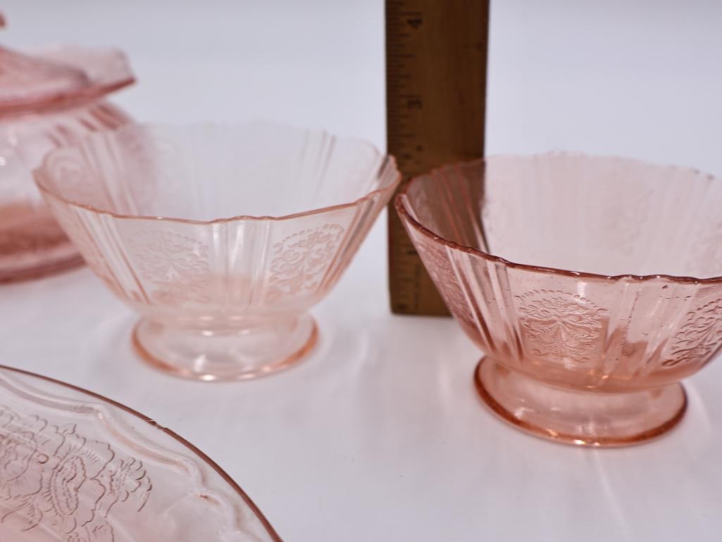 Vintage Pink Depression Glass Serving Collection - 4