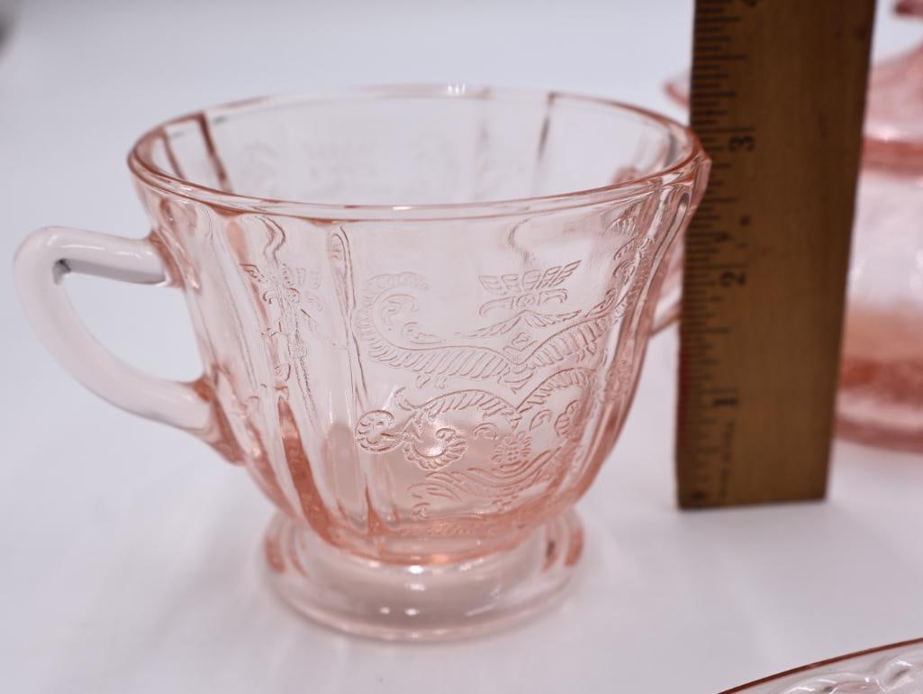 Vintage Pink Depression Glass Serving Collection - 7