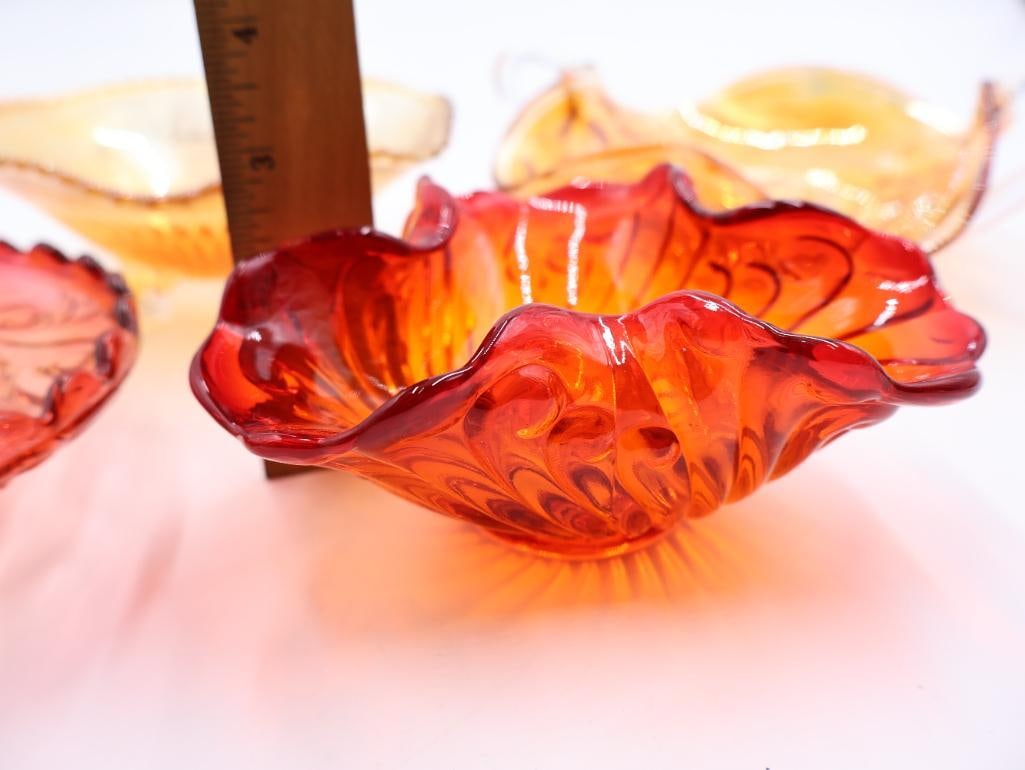 Vintage Amber, Orange and Pink Depression Glass - 3