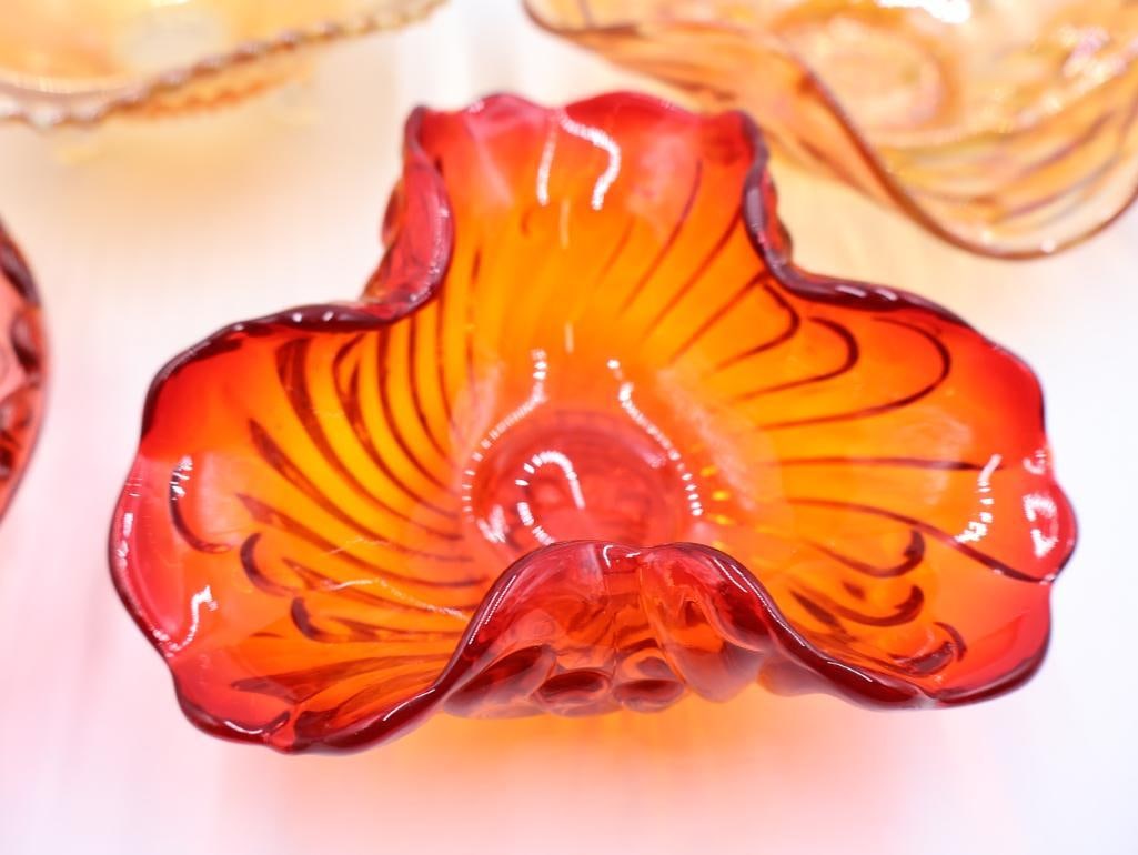 Vintage Amber, Orange and Pink Depression Glass - 4