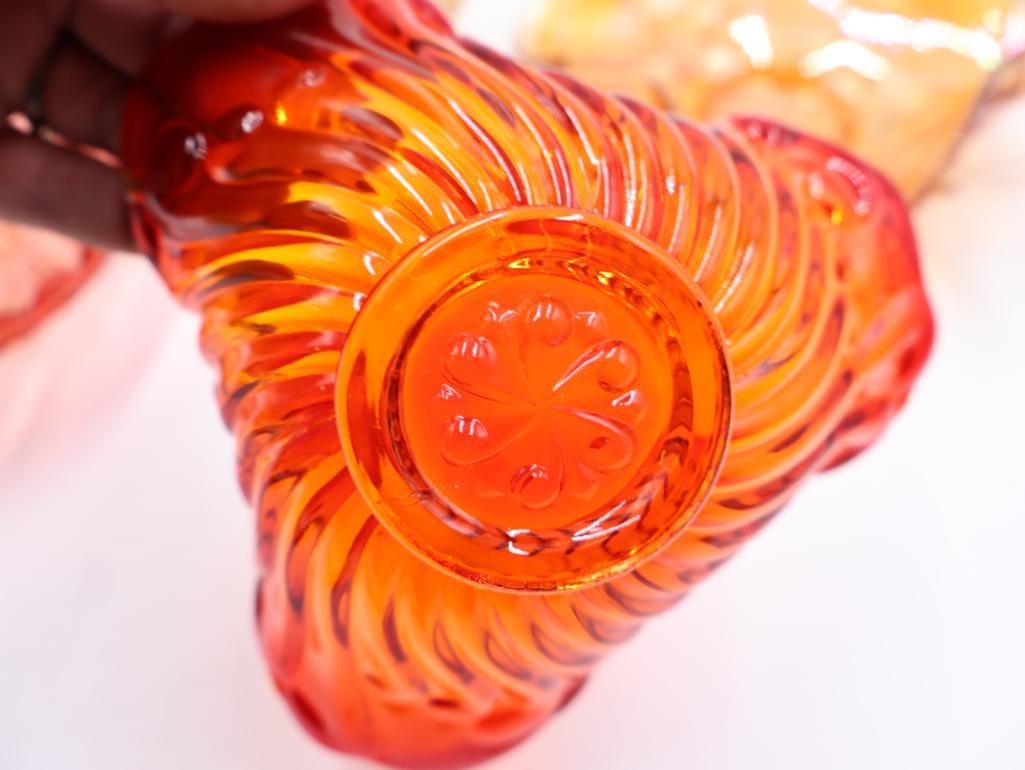 Vintage Amber, Orange and Pink Depression Glass - 5