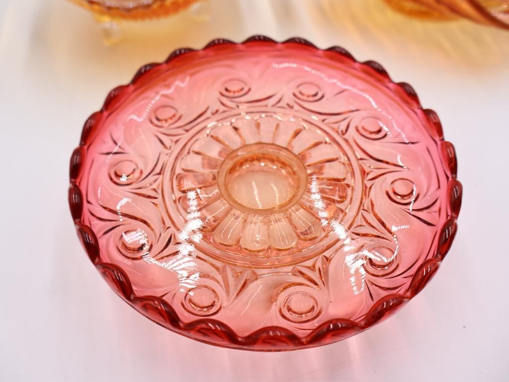 Vintage Amber, Orange and Pink Depression Glass - 7