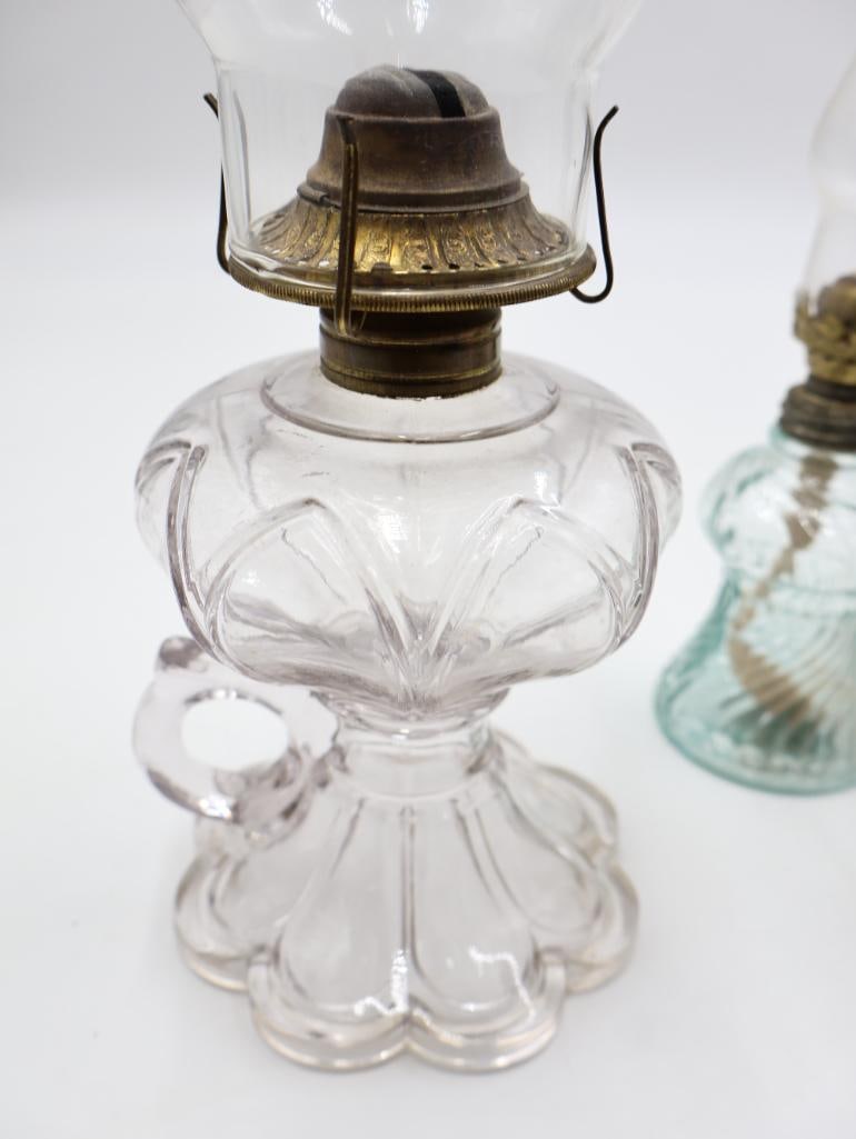 Collection of 8 Antique Clear Glass Kerosene Oil Lamps - 3