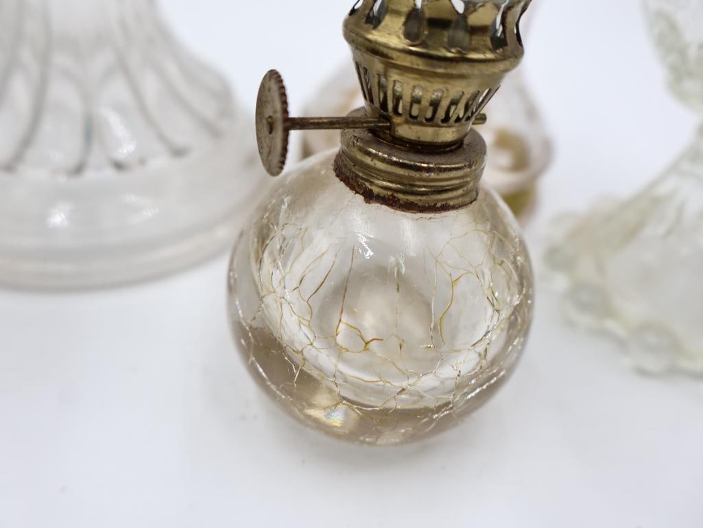 Collection of 8 Antique Clear Glass Kerosene Oil Lamps - 6