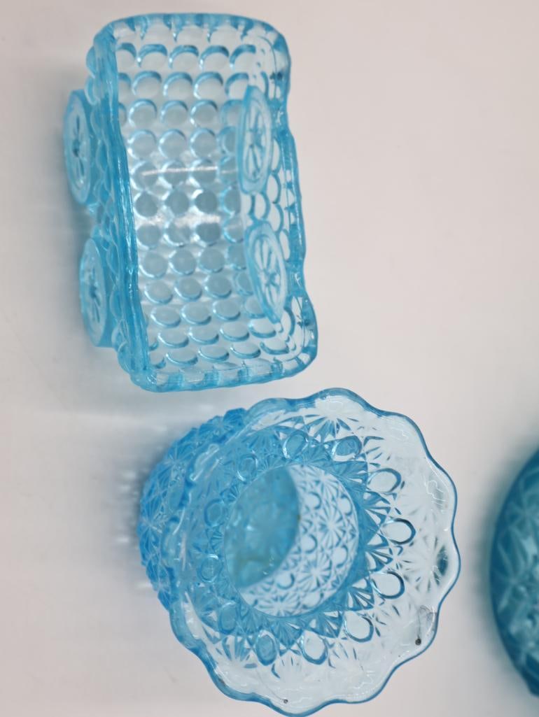 Vintage Aqua Blue Pressed Glass Collection - 3