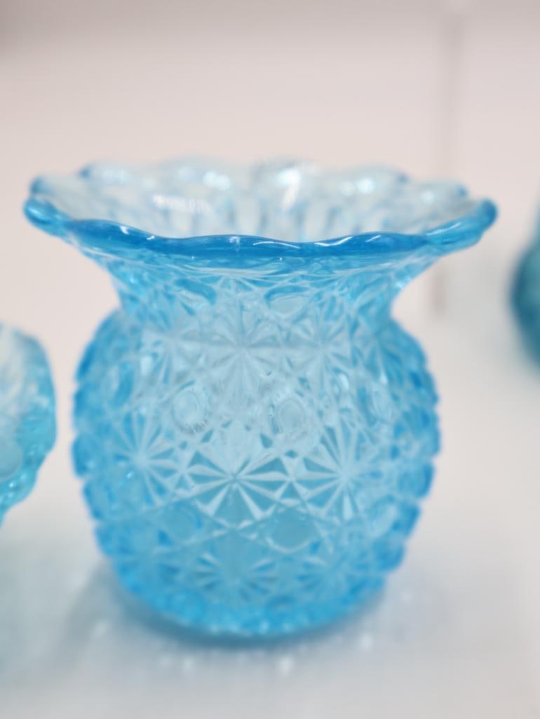 Vintage Aqua Blue Pressed Glass Collection - 5