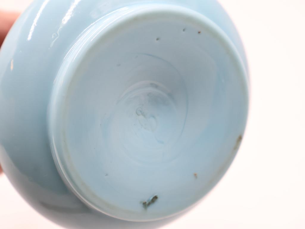 Vintage Blue Milk Glass Kerosene Oil Lamps 4 Piece Collection - 7