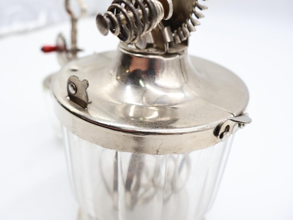Two Antique Hand-Crank Egg Beaters / Kitchen Mixers with Glass Jars - 5