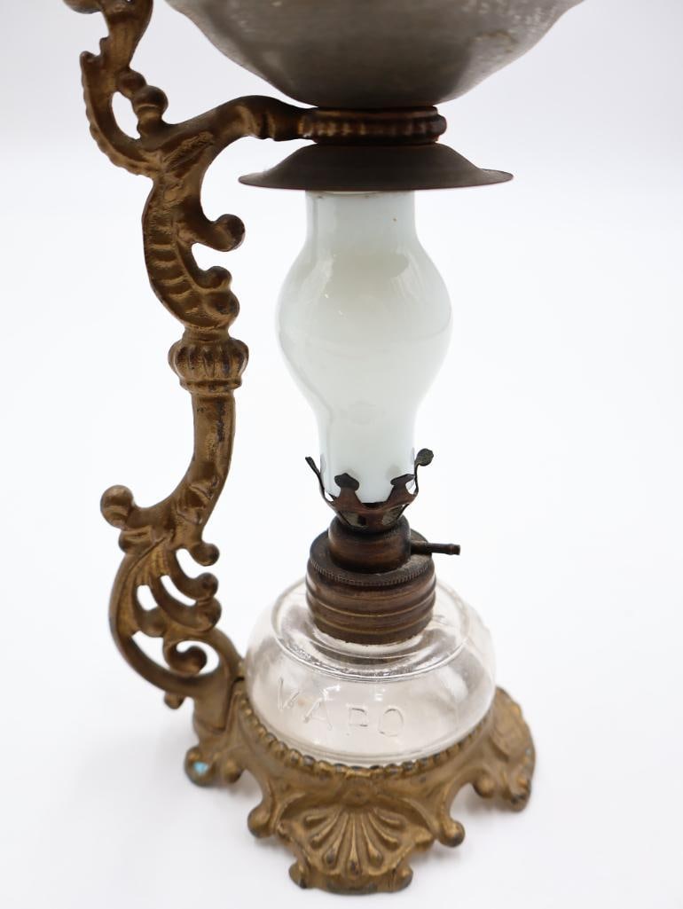 Pair Antique Cresolene Kerosene Nursery Lamps - 12