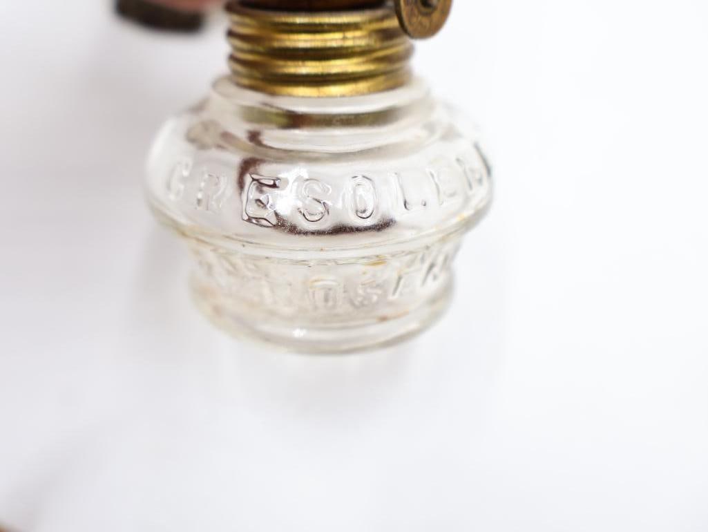 Pair Antique Cresolene Kerosene Nursery Lamps - 8