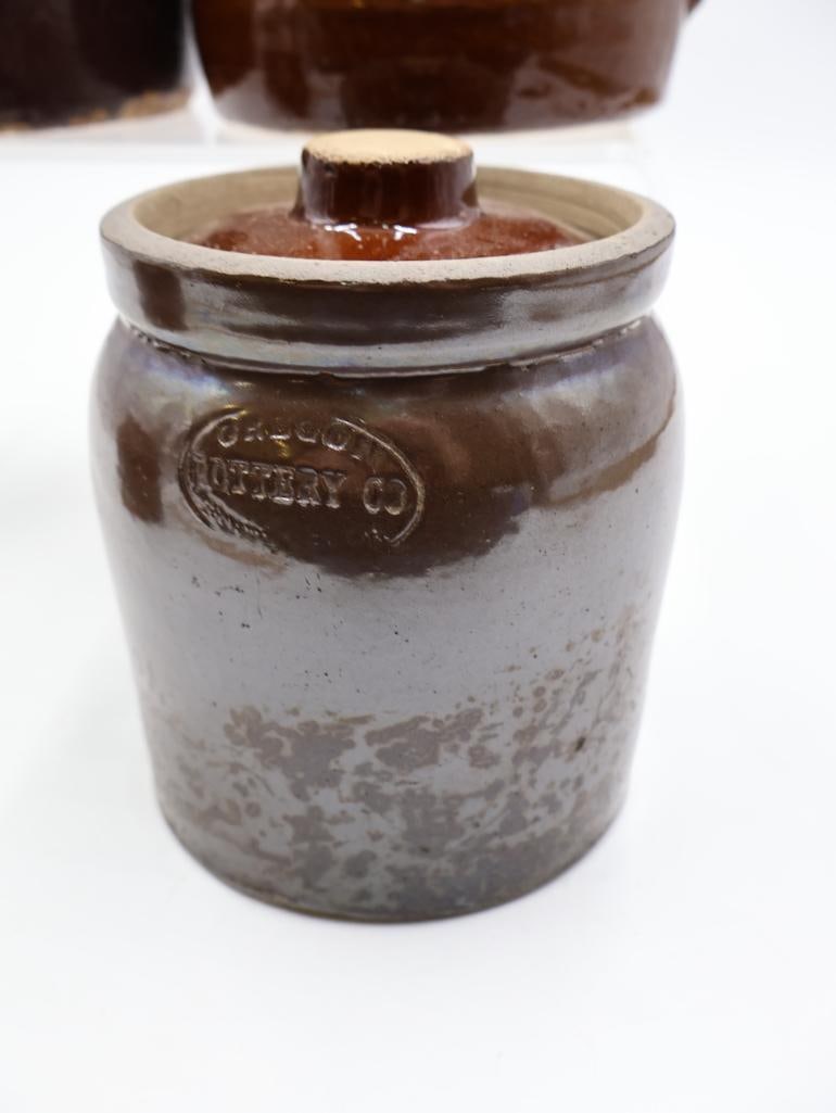 Antique Brown Glazed Stoneware Crocks and Bean Pots - 7