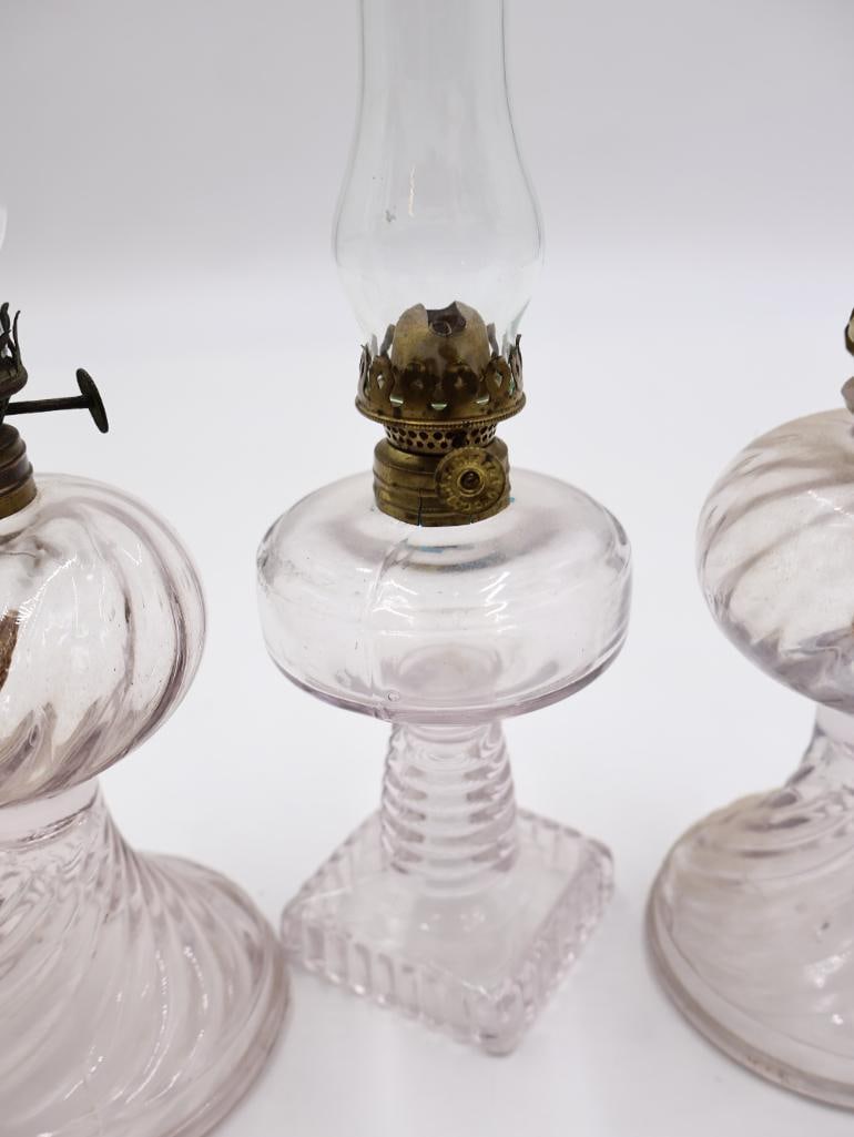 Collection of 7 Antique Miniature Glass Kerosene Oil Lamps - 7