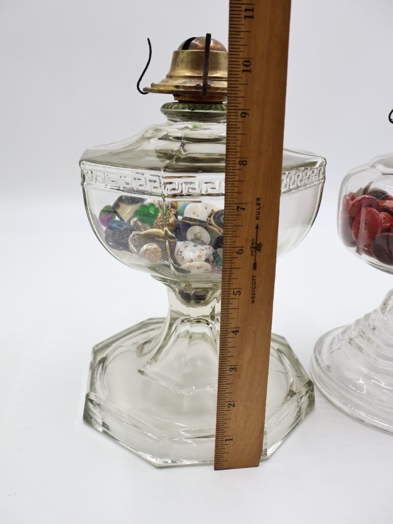 Collection of 5 Antique Clear Glass Kerosene Oil Lamps - 7