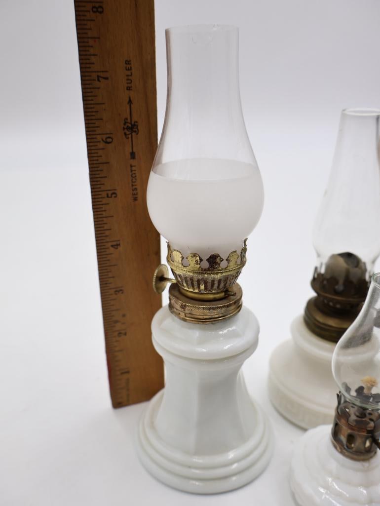 Vintage Miniature Milk Glass Oil Lamp Collection - 4