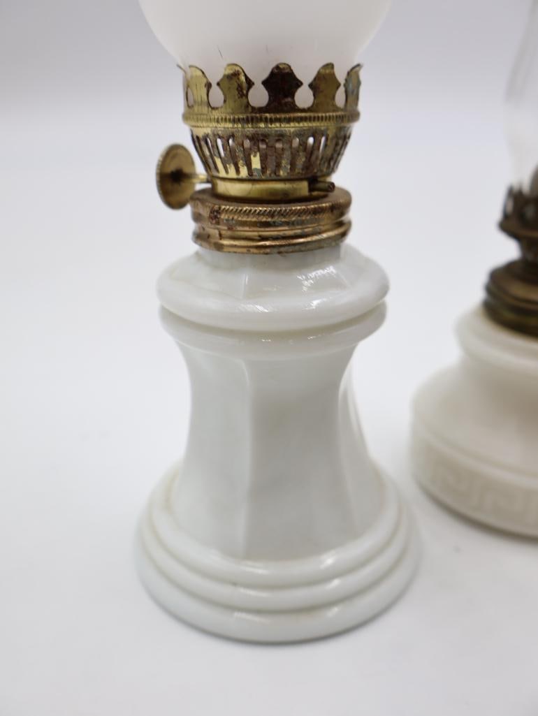 Vintage Miniature Milk Glass Oil Lamp Collection - 5