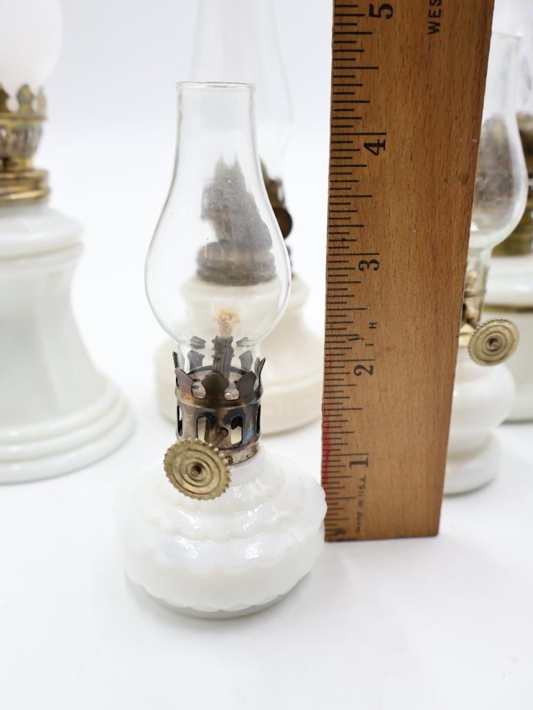 Vintage Miniature Milk Glass Oil Lamp Collection - 6