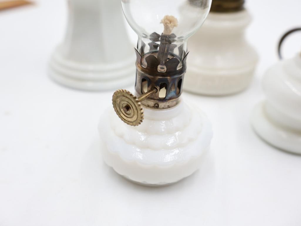Vintage Miniature Milk Glass Oil Lamp Collection - 7
