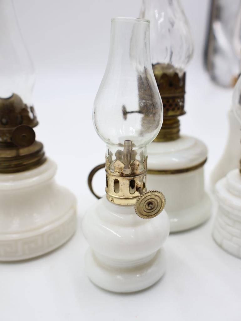 Vintage Miniature Milk Glass Oil Lamp Collection - 8