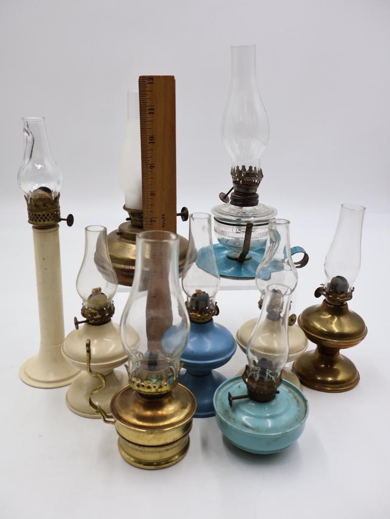 Vintage Collection of Miniature and Finger Oil Lamps - 2