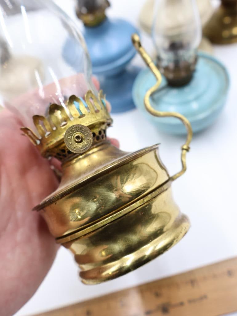 Vintage Collection of Miniature and Finger Oil Lamps - 5