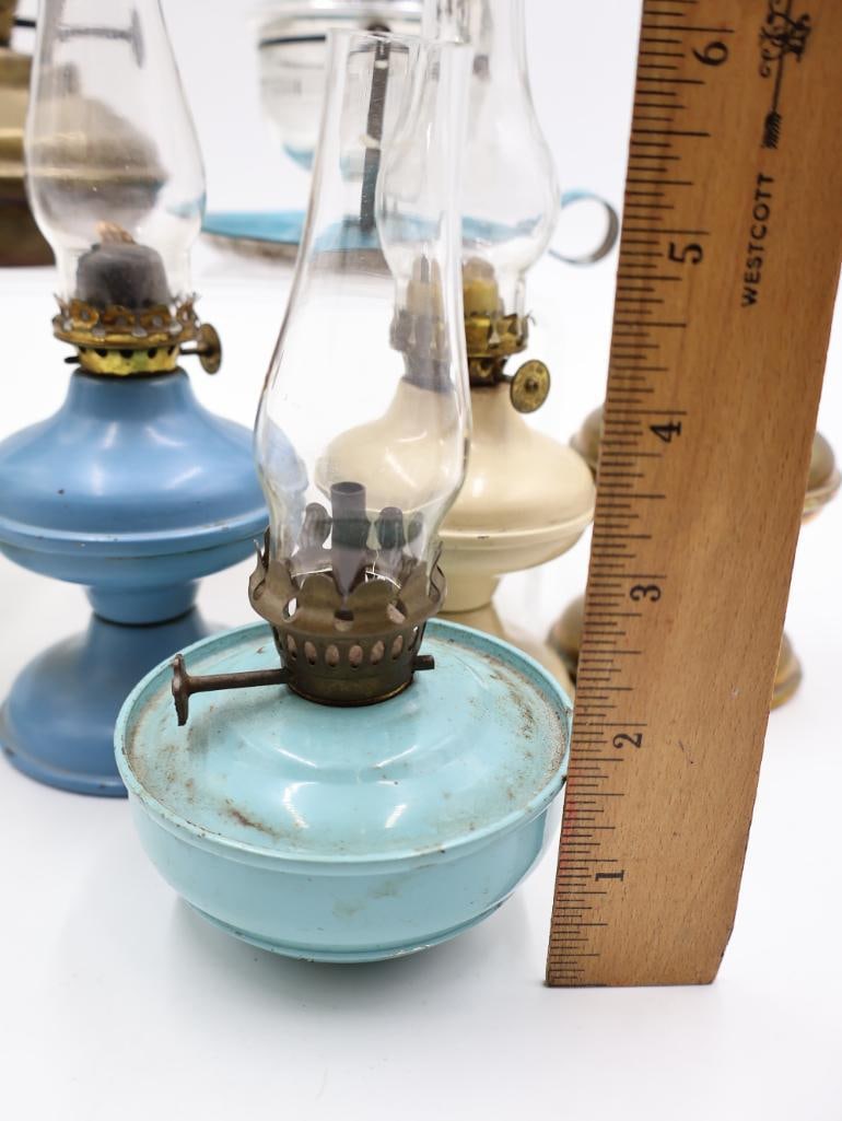 Vintage Collection of Miniature and Finger Oil Lamps - 6