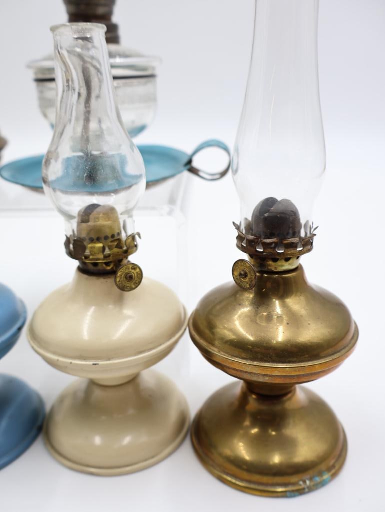 Vintage Collection of Miniature and Finger Oil Lamps - 7