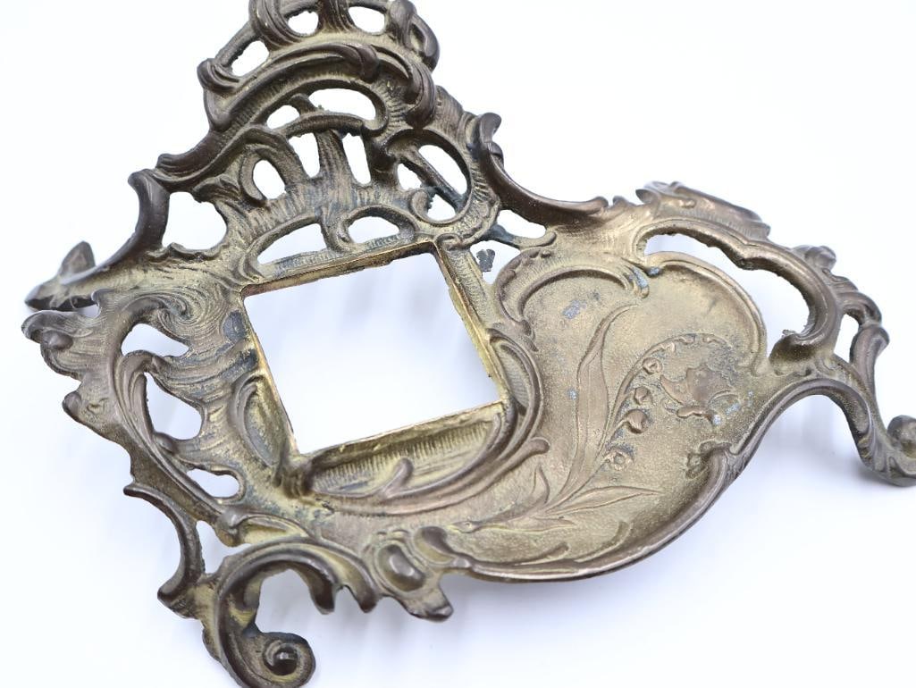 Antique Art Nouveau Cast Brass Desk Inkwells - 9