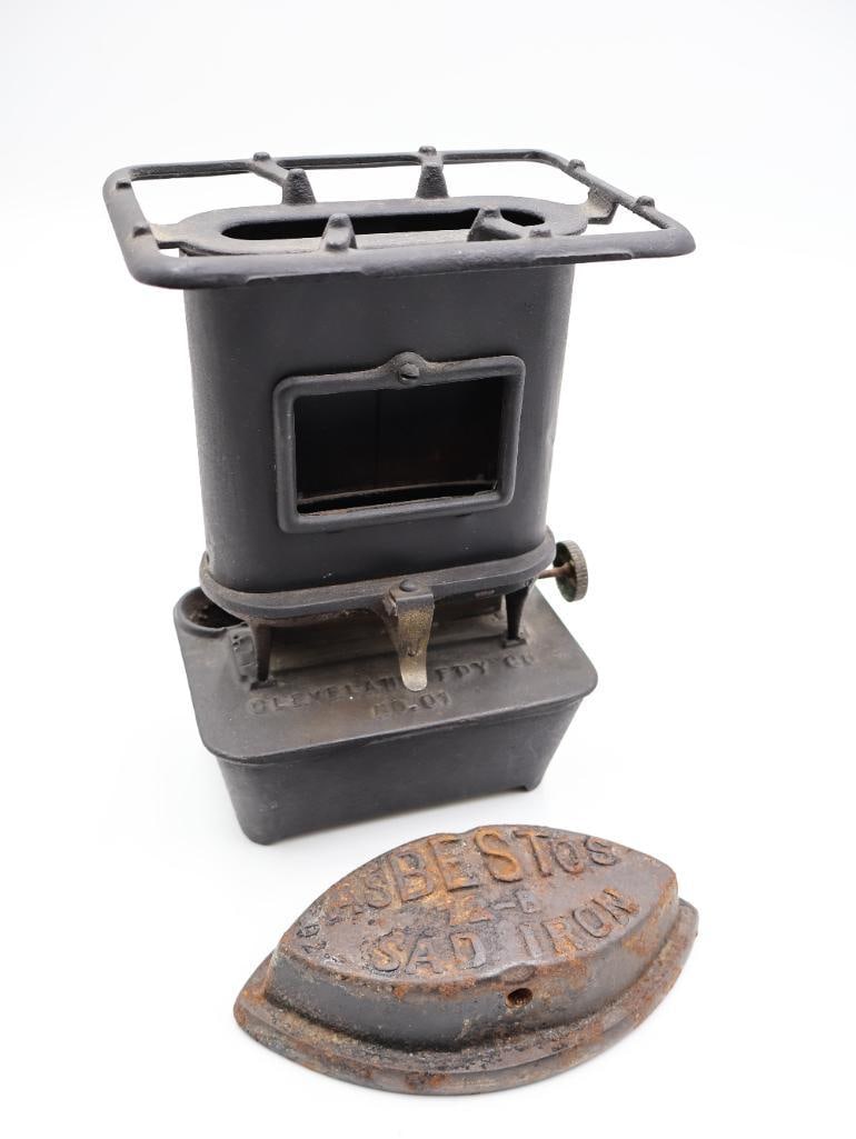 Antique Cleveland Foundry Co. kerosene sad iron heater stove - 3