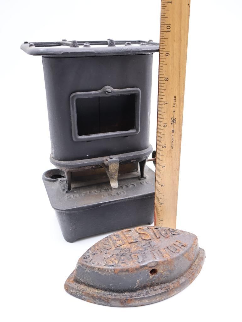 Antique Cleveland Foundry Co. kerosene sad iron heater stove - 5