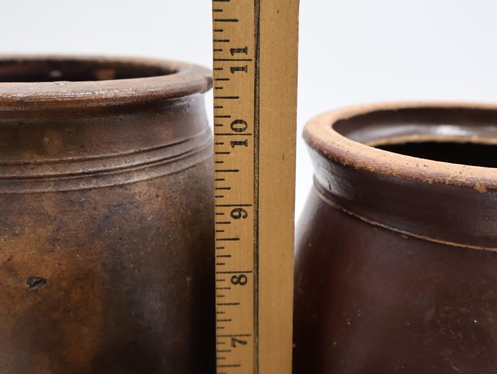 Antique Primitive Alberene Albany Slip Glaze Stoneware Crock Lot - 3
