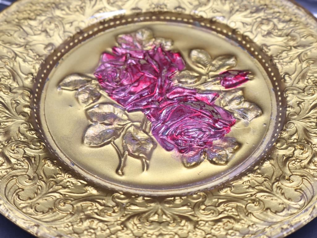 Antique Victorian Goofus Rose Plate and More - 4