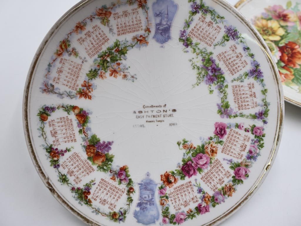 Three Antique Calendar Advertisement Plates and Deer Plate - 5