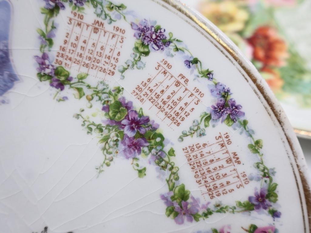Three Antique Calendar Advertisement Plates and Deer Plate - 7