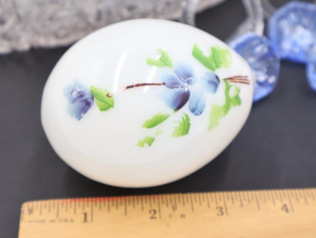 Pair of Antique Cornucopias, Glass Eggs, and Glass Flowers - 8