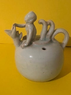 Song Dynasty, Qingbai Water Dropper with Boy Atop: Size H: 3.25 W: 3.5”