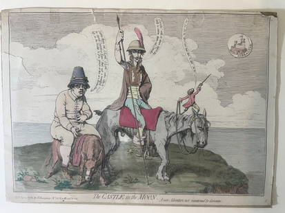 Thomas Rowlandson (1757-1827), " The Castle in the Moon": Japanese Print, Ukiyo-e, Woodblock, Size: W: 14” inch, H: 10” inch