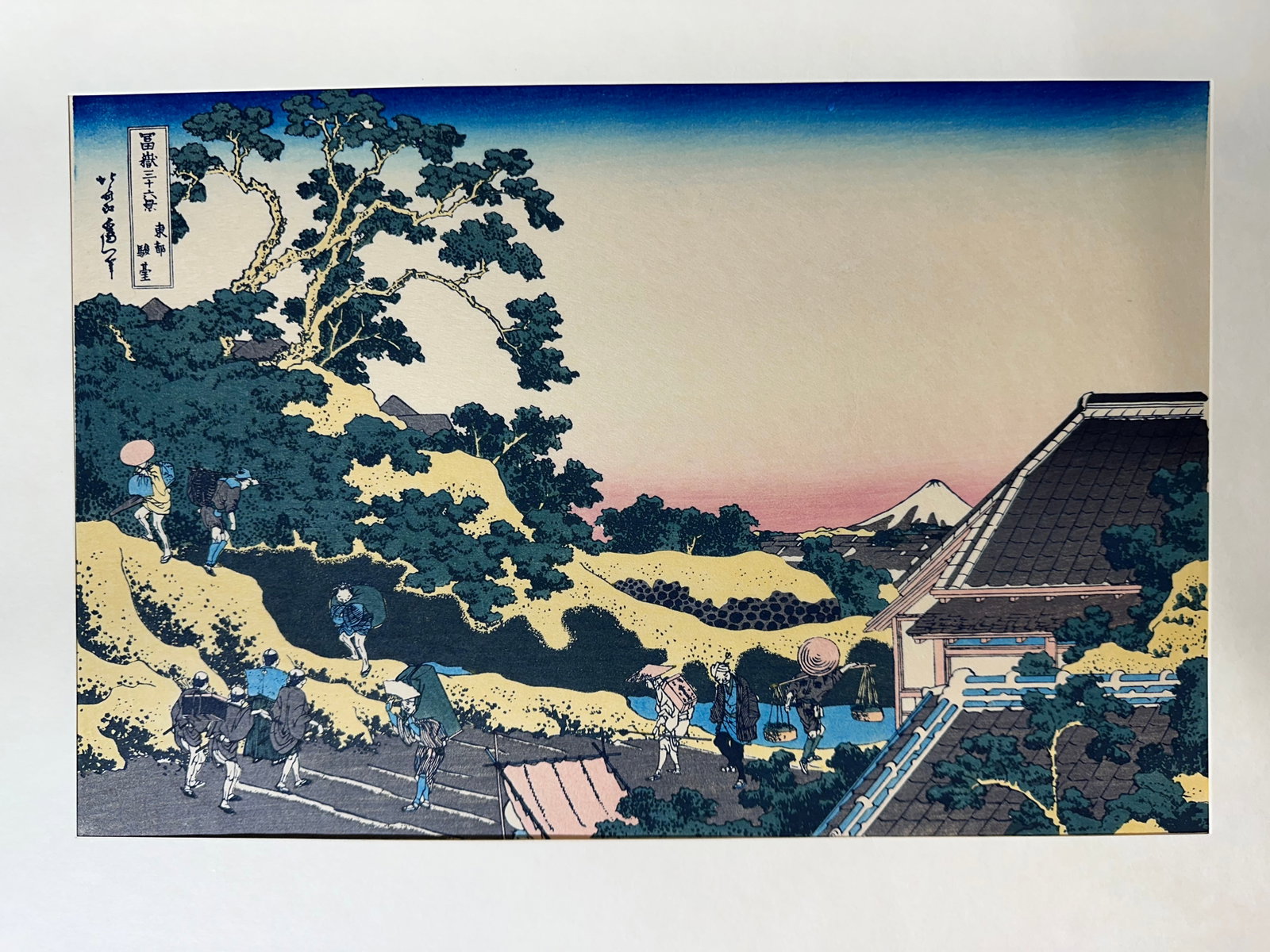 Katsushika Hokusai, view of Mt Fuji: Japanese Print, Ukiyo-e, Woodblock, Size: W: 15” inch, H: 10 1/2” inch, Perfect condition