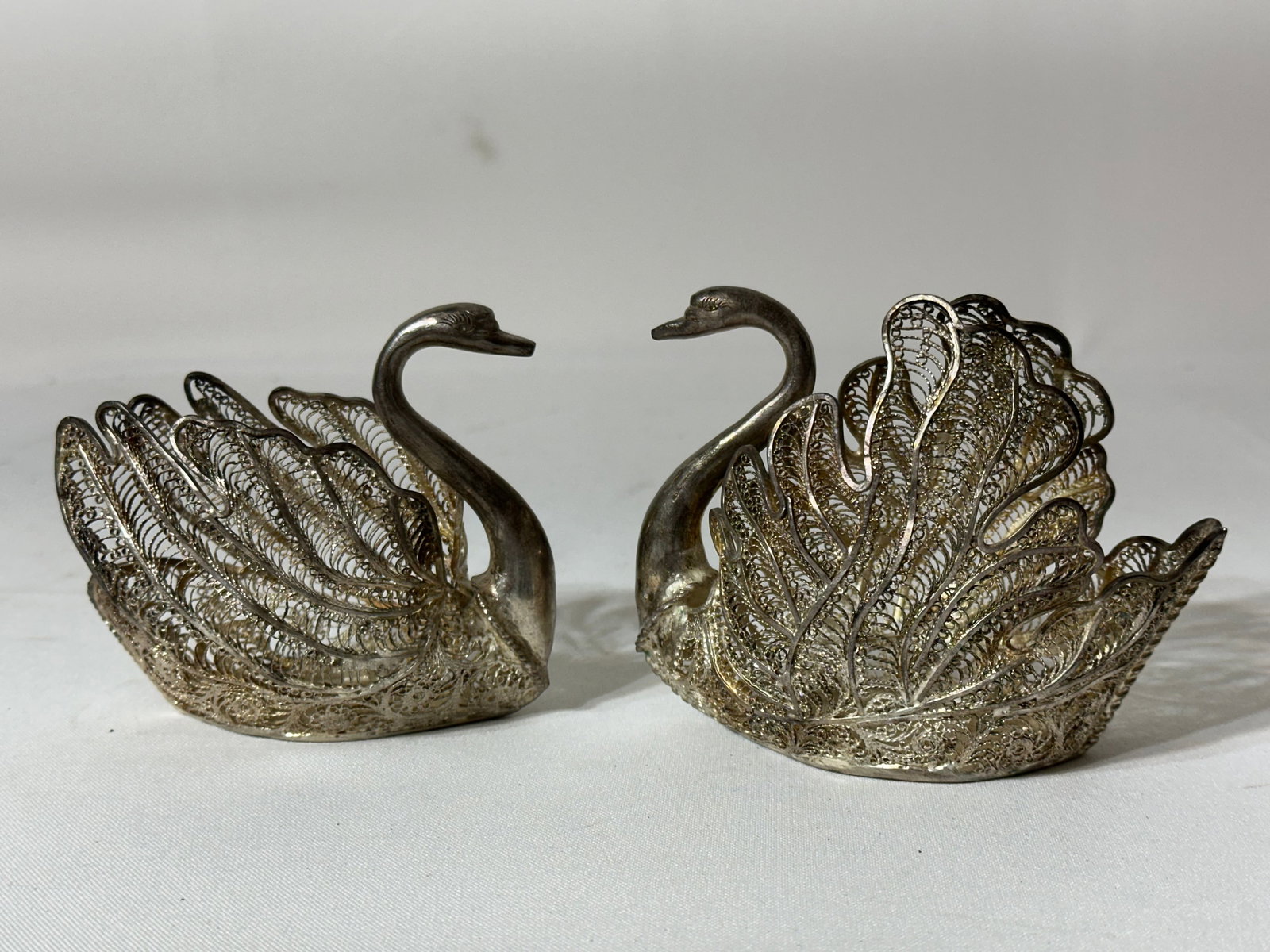 A Pair Of Hanau Silver Swan Salt Cellars (1 of 3)