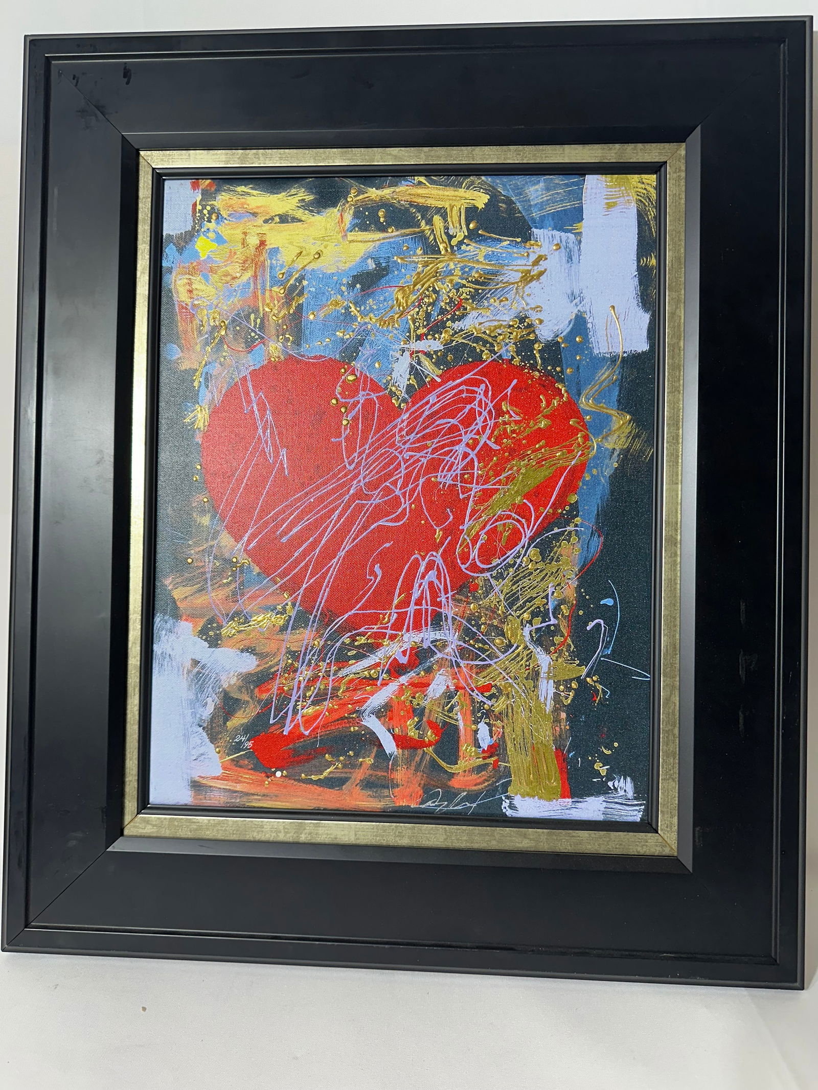 Signed Dominic Pangborn Giclee On Canvas "sgraffito Valentine" 24/95: Framed Size: 21 1/2” X 25 1/5”