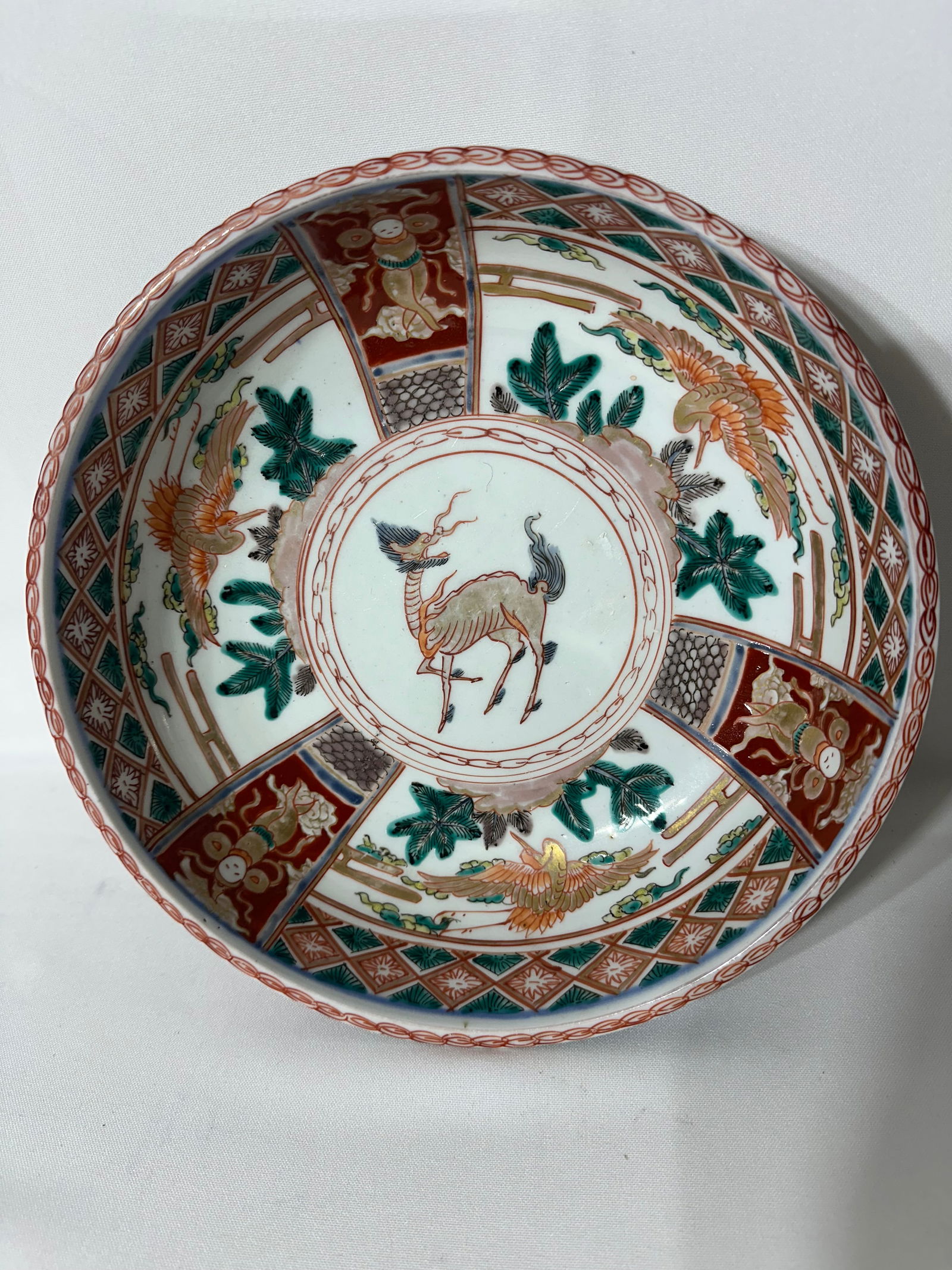 Antique Japanese Edo Era 1800's Imari Ceramic Bowl: Size: 9 3/4” inch, 2 3/4” inch tall