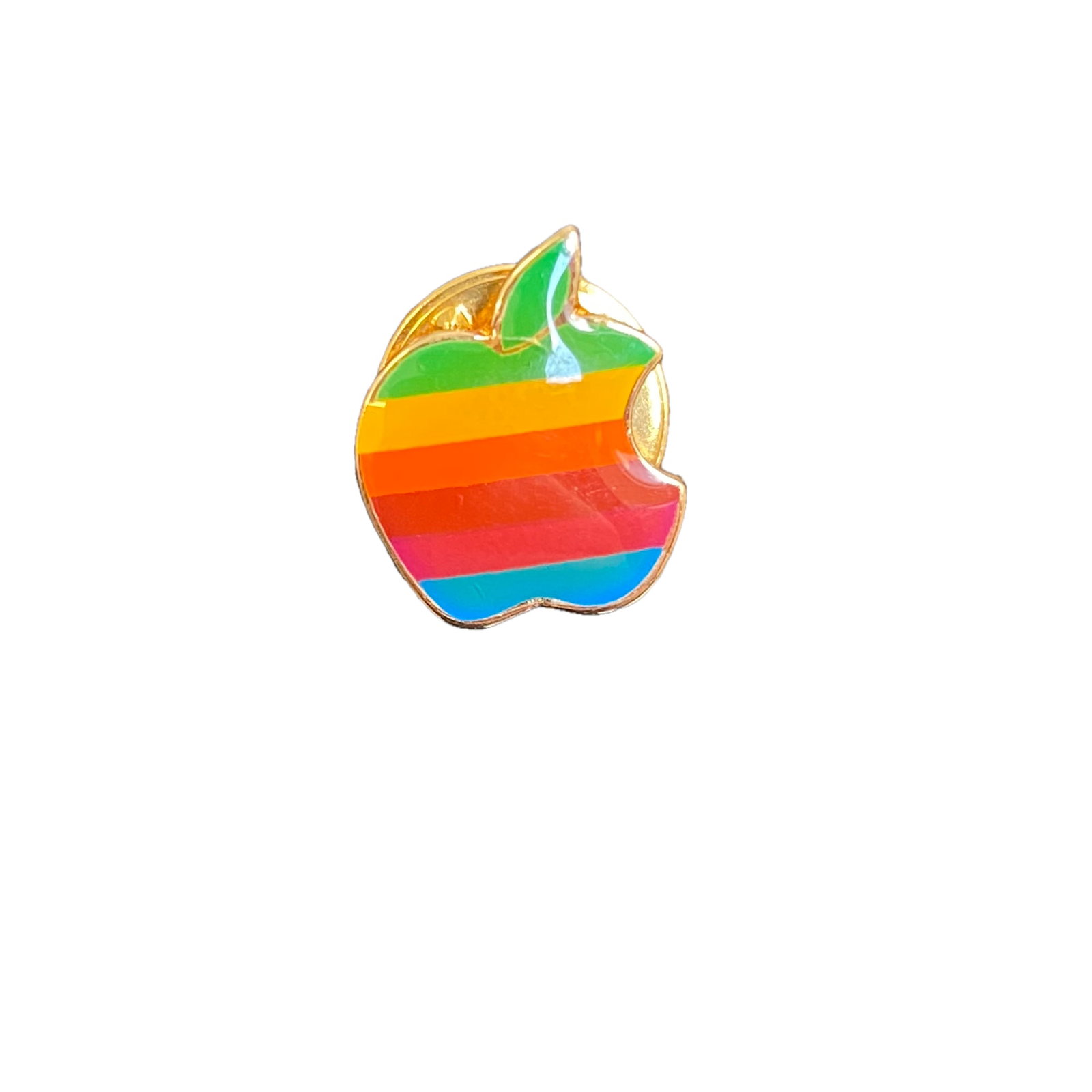 Vintage Apple Mac Rainbow Logo Enamel Pin: Vintage Apple Mac Rainbow Logo Enamel Pin. Approximately 3.5mm diameter. Lot 555783
