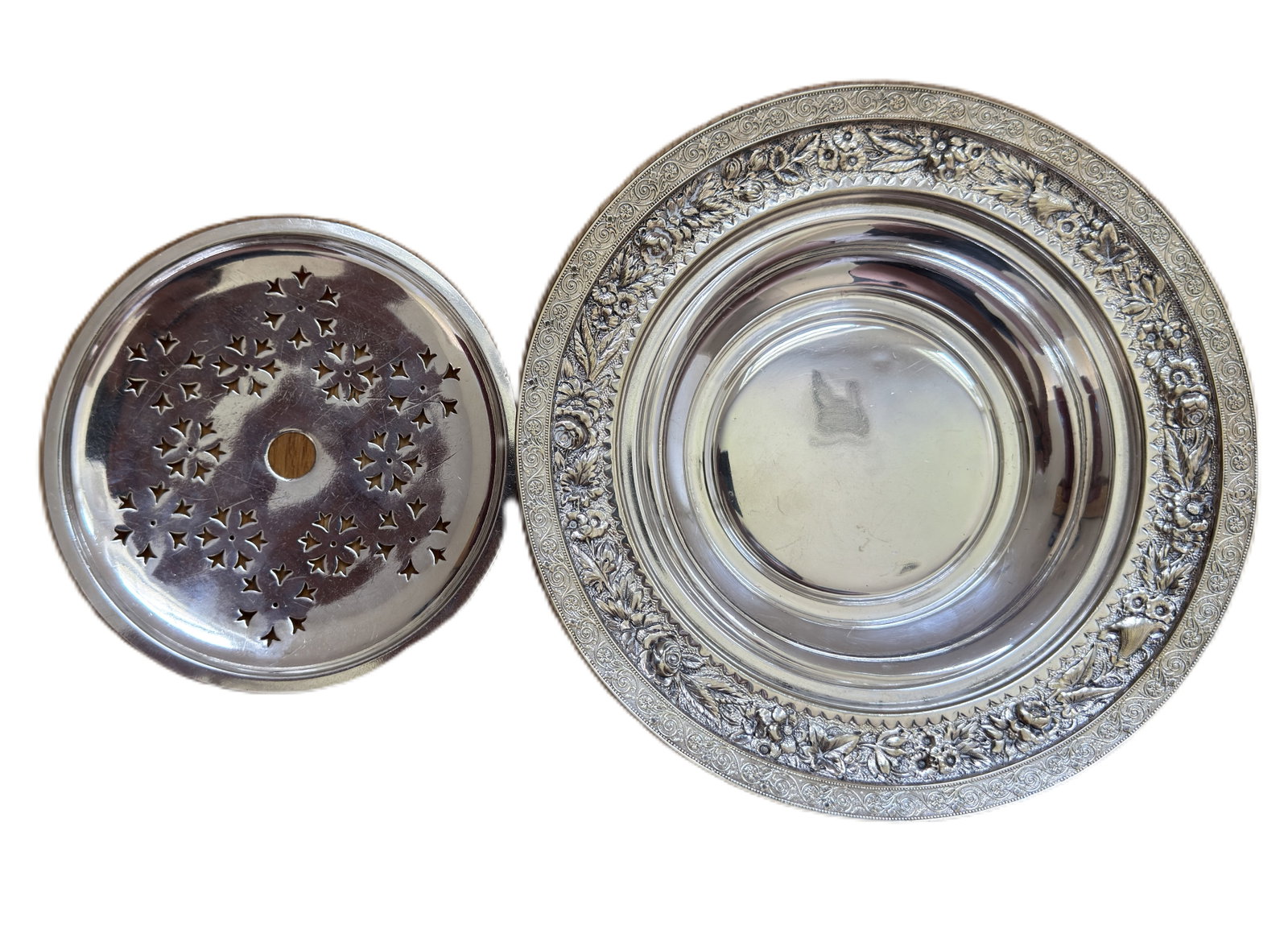 Tiffany and Co Makers Repoussé Silver Plate Butter Dish – Floral Motif – 7.25 Inches (1 of 3)